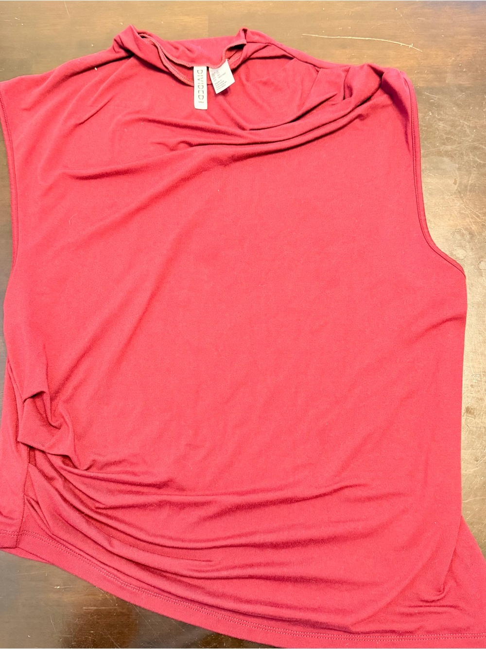 Divided Sleeveless Cowl Neck Tank - Deep Berry